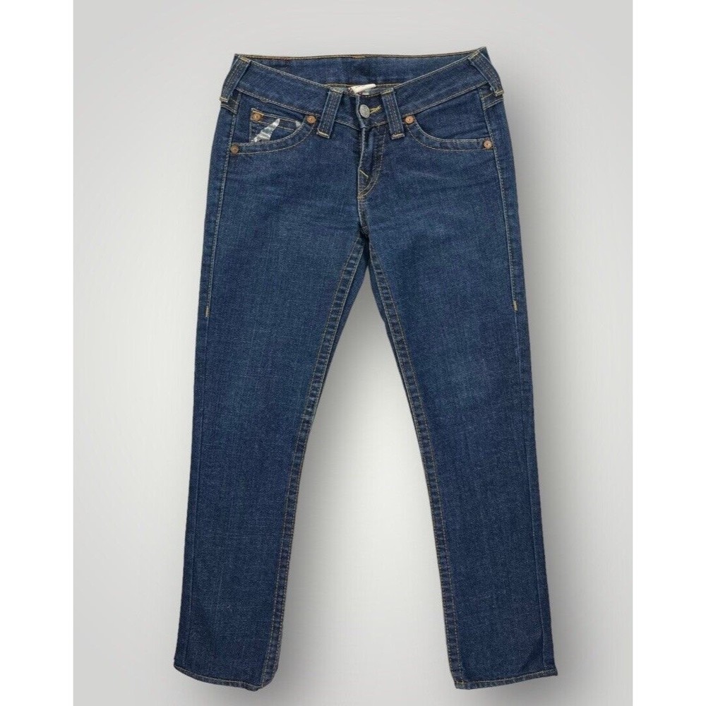 True Religion Becky Blue Denim Straight leg Jeans Women's Size 27 Made in USA